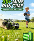Child playing with Rugged Dino Theme RC Monster Truck For Kids Ages 4 To 12 Blazing 20kmh Speed All Terrain Off Road Crawler