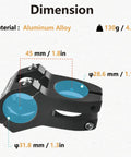 Dimensions of Beefy Aluminum Bike Stem 25.4mm Or 31.8mm Handlebar Fit, 28.6mm Steerer, 45mm CNC Machined 6061 Aluminum, Anodized Silver
