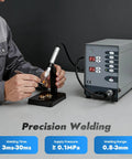 Using Dope Pulse Arc Jewelry Welder 110V With 50-600A Adjustable Current for gold and silver ring repairs, precise setup with gun