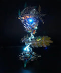 3D Metal Puzzle Kit For Adults Hands-On Can-nibal Flower Mechanical Assembly Model Chom-per Build Jigsaw Craft Brain Teaser Noisy But Fun Desk Decor Gift 770 Plus Pieces For Halloween Premium Stainless Steel Copper Alloy Construction Durable Office, glowing front view