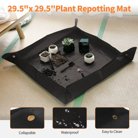 All In One Bonsai Tool Kit For Beginners With 20 Pcs Gardening Set Including 262 Feet Bonsai Wire 29.5 Inch By 29.5 Inch Plant Repotting Mat Leather Bag Bonsai Scissors Pruning Shears Leaf Cutters Shovel Rake Brush Gifts For Women, black