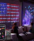 Year Round Curtain String Lights With Dope Music Sync, 400 RGB LED Fairy Lights, 6.2ft, App Remote Control, displayed on a window