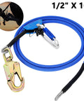 Half Inch Wire Core Flip Line For Tree Climbers And Arborists 10 Foot Length With Triple Lock Carabiner Adjuster and Steel Swivel Snap