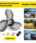 Stainless Steel Outboard Propeller 14.5 Inch Diameter 19 Pitch For Mercury 135-300HP And Mercruiser Alpha One Right Hand Rotation 15 Spline Hub Kits
