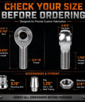 Built Tough Three Quarter Inch Heim Joint Rod End Kit With 4130 Chromoly Bodies And 52100 Steel Balls dimensions and fit details