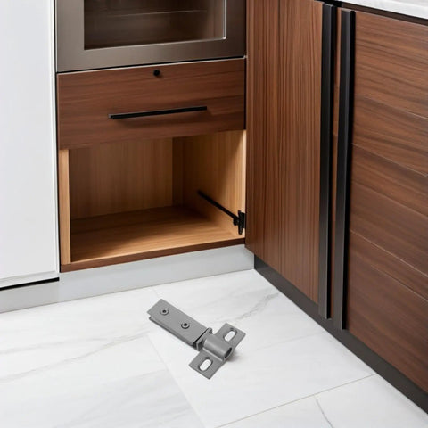 Heavy Duty Stainless Steel Shower Door Hinges With Long Bar Pivot, Double Hole Square Design For Smooth, Stable Operation And Easy Install, Built To Last For Home Renovations And New Bathroom Upgrades, gray hinge on floor