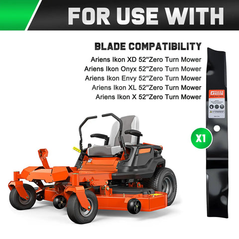 Replacement Mower Blades 52 Inch For Ariens Ikon XD Onyx Envy Apex XL Ikon X Ikon XL Gravely ZT HD Zero Turn Mowers 04771200