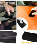 Using felt soft squeegee from Vinyl Wrap Tool Kit for Cars With Heat Gun, 16Ft Cord, Squeegee, Vinyl Tucking Tool on car surface.
