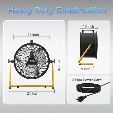 Beastly High Velocity 16 Inch Floor Fan With 3 Speed Settings Delivers 2500 2800 And 3000 CFM Industrial Shop Fan UL Safety Listed