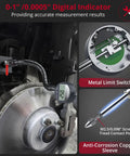 Boss Level Digital Dial Indicator With Magnetic Base, 0 To 1 Inch Range, 0.0005 Inch Resolution, in use on a brake disc