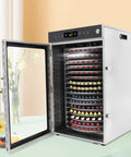 Heavy Duty Commercial Food Dehydrator With 16 Stainless Steel Trays, real deal electric fruit dryer and beef jerky maker with open door.