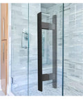 Slick Aluminum Door Handle For Sliding Glass Doors No Sweat Install Double Sided H Grab Bar Heavy Duty Pulls on modern glass shower door.