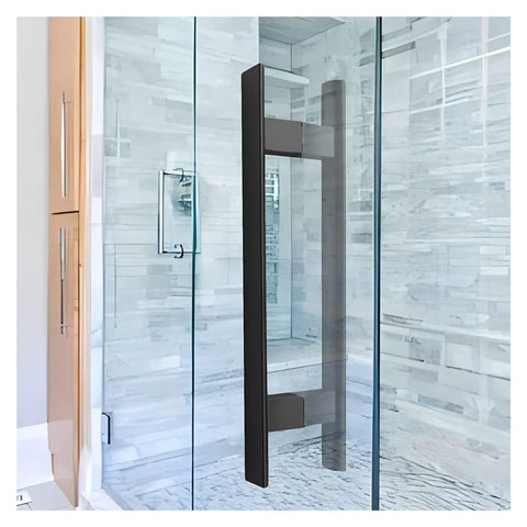 Slick Aluminum Door Handle For Sliding Glass Doors No Sweat Install Double Sided H Grab Bar Heavy Duty Pulls on modern glass shower door.