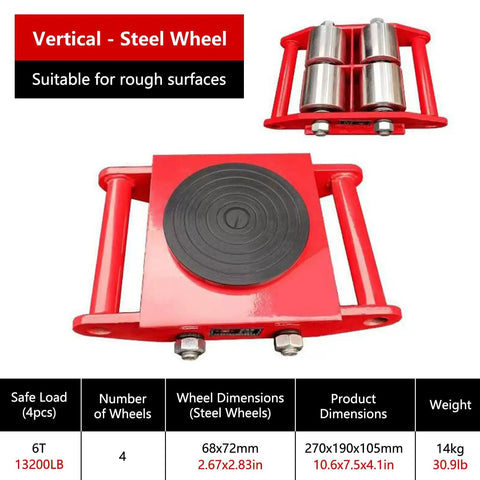 Heavy Duty Machinery Moving Dolly With Steel Wheels For Industrial Equipment, featuring steel wheels and rotating turntable