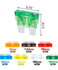 Snag This Straight Shooting 60 Piece Automotive Blade Fuse Kit With Sturdy Puller Tool For Cars RV Trucks Motorcycles Heavy Duty 12V 24V Assortment showing various color-coded fuses.