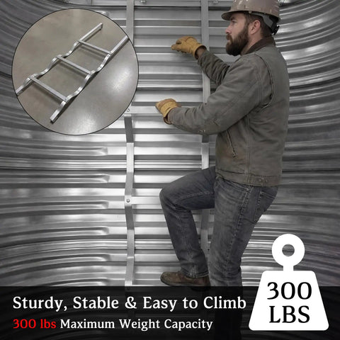Aluminum Egress Window Well Ladder 3 Step With Hook, Basement Escape Ladder Fits 4-5 Ft Window Wells, 14 Inch Rung Spacing, 50 Inch Height, 300 Lb Capacity, No-Hassle Safe Emergency Home Access installed in metal window well