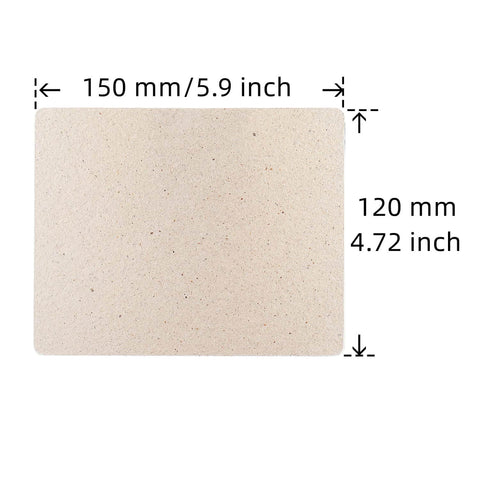 Microwave Waveguide Mica Sheet Pack 10 Pieces Cut To Size 150x120mm showing dimensions and beige heat-resistant material