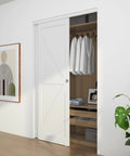 Bypass Sliding Door Track Hardware 48 Inch For Wardrobe Closet, Steel Track Set For 2 Door System installed, showcasing easy access