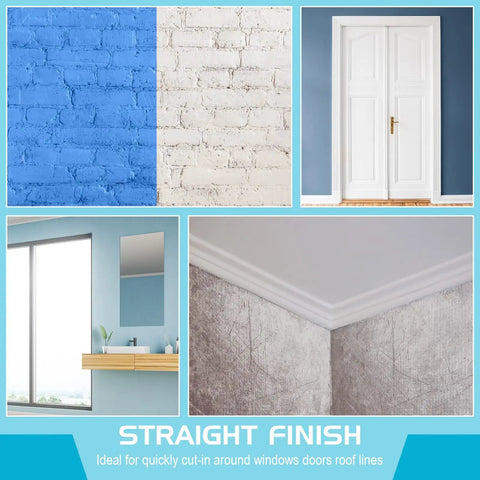 Painted walls and edges showing results of Universal 7 Piece Paint Sprayer Airless Spray Guide Accessory Kit for precise spraying.
