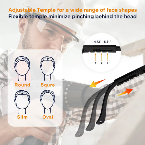 Clear Safety Glasses 12 Pack Polycarbonate Anti Fog Eyewear With All Day Comfort Adjustable Temples for multiple face shapes