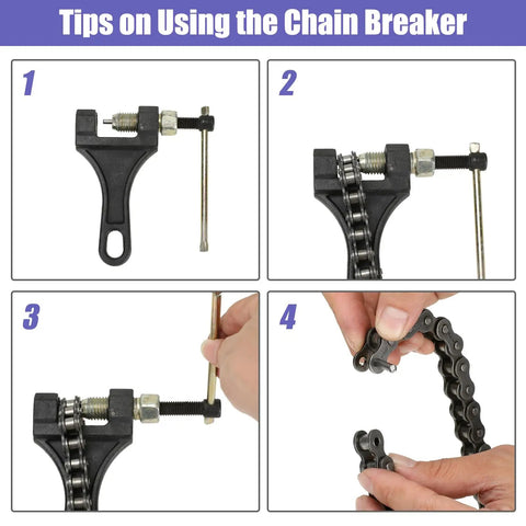 Steps using chain breaker included in 420 Chain Replacement 32 Links For Coleman KT196 CK196 Go Kart Kit With Master Link and Chain Breaker