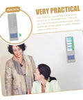Hella Easy Wall Mounted Material Card Rack For Warehouse Inventory Display And Employee Attendance Tracking With Super Dope Multi Grid Card Slot Shelf For Slick Storage Setup shown in a practical use with two women discussing.