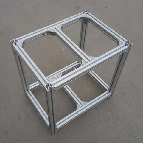 Aluminum frame using 2020 Series Aluminum Profile Connector Set for 6mm slot extrusions, perfect for 3D printers and CNC projects.