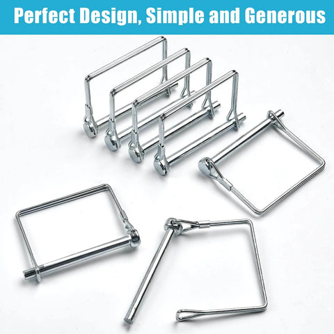40 Pack Square Trailer Hitch Pins, 1/4 Inch Diameter Carbon Steel Locking Pins for Couplers, PTO Pins shown in various positions