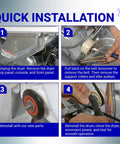High Grade Dryer Repair Kit Featuring Smooth Idler Pulley Replacement And Tough Four Rib Drum Belt For 27 And 29 Inch Machines installation steps.
