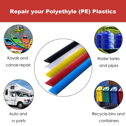 HDPE Plastic Welding Rods Kit With 40 Flat Repair Rods 9.8 Inches Long for repairing car bumpers, water tanks, canoes, and more