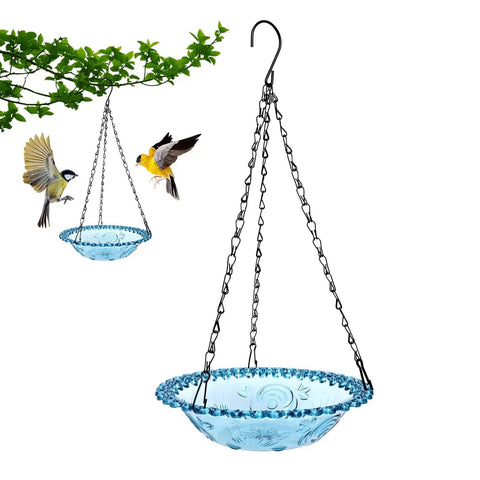 2 Pack Hanging Bird Bath And Feeder Set For Outdoors Multi Purpose Water Bowl Bathing And Feeding Station For Garden Birds Blue Plastic Outdoor Bird Waterer Easy To Hang Great For Bird Watching