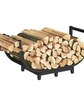 Sturdy Steel Firewood Rack For Indoor And Outdoor Use 32 Inch Log Holder With Tool Hook And Adjustable Feet, black wood storage
