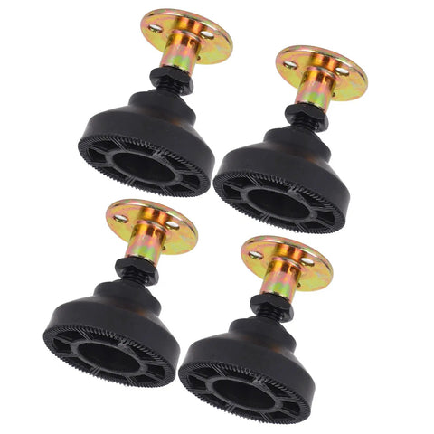 Adjustable Furniture Risers Set Of 4, Heavy Duty 400kg Load Bearing Nonslip Leveling Feet For Sofas Tables Chairs And Shelves, Easy Height Adjustment, Reduces Wobble Noise And Vibration On Uneven Floors, black plastic and metal adjustable furniture feet