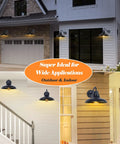 Gooseneck Barn Outdoor Light Fixture Set Of 2, Farmhouse Porch Lanterns For Front Porch Garage Patio, Black Exterior Wall Sconces