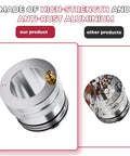 Front view of two 44mm aluminum wheel bearing greaser tools for UTV; one polished, one rusty.