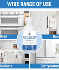 White Acrylic Touch Up Paint Pen Brings Slick High Gloss Shine For Knocking Out Scratches On Cabinets Wood Walls Doors Metal Appliances And Furniture Smooth As Butter in kitchen setting with oven, cabinets, and refrigerator.