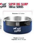 Hella Durable Double Wall Insulated Dog Bowl Made From Premium Stainless Steel Featuring A Slick Non Slip Bottom And Spill Proof Rim Design That Is Dishwasher Ready For Every Sized Pet In Cool Blue, 12.7 inch diameter.