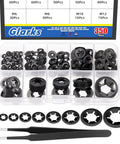 65Mn Steel Internal Tooth Star Lock Washers Set, 351 Piece Assortment For M2 To M12 with tweezers in organized box