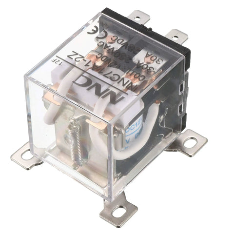 JQX-12F 2Z 12V DC DPDT Power Relay For Automotive And DIY Projects, transparent housing, 8-pin compact design for precision switching