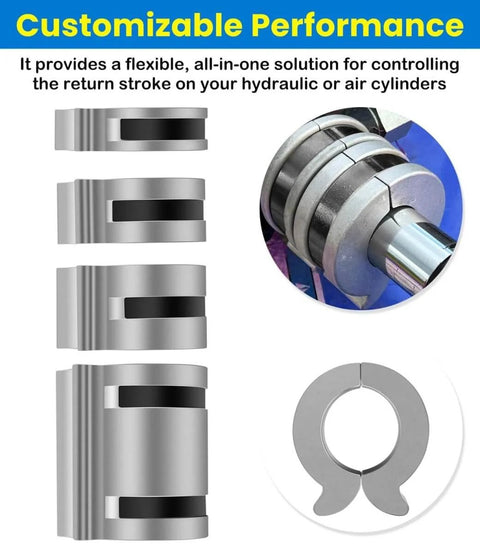 Stroke Control Kit For Hydraulic Cylinders With Adjustable Limiter Clamps And Finger Tabs, Fits Rods From One And Three Quarters To Two Inches.