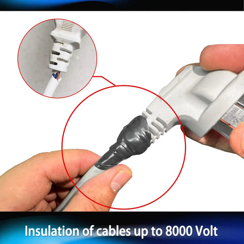 Self-Fusing Silicone Tape 1 Inch By 10 Feet Self-Welding Repair Tape applied on electrical cable for insulation up to 8000 volts