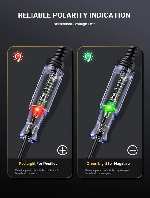 Dual Color Polarity Test Light For Automotive Circuits With Tungsten Illumination Pro Grade 6V 12V 24V red and green indicators