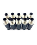 M12 4 Pin Waterproof Male Circular Connector IP67 for field wiring, brass with gold plated contacts, shown in a group.