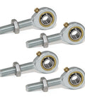 Rod End Bearings With Quarter Inch Bore And Quarter Twenty Eight Right Hand Thread, Jam Nuts Included, Pre Lubricated Spherical Ball Joint, Pack Of Four For Precise Linkage, CNC Applications, Handles Up To 13 Degree Misalignment, Steel Body, four bearings