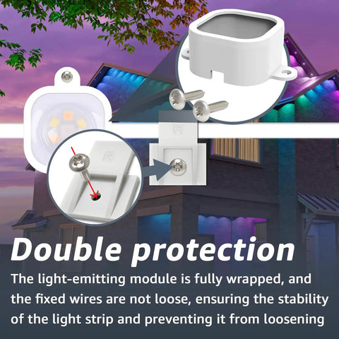 Mounting Brackets Kit For Govee Outdoor Lights Pro, 90 Light Clips And Tape Screw Clips Set with white bracket and screws