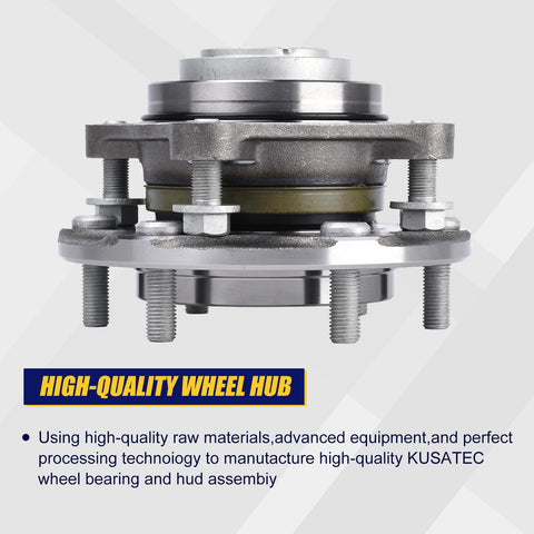 Close-up of a heavy-duty 6-lug front wheel hub assembly with ABS for 2003-2019 Toyota 4Runner, FJ Cruiser, and Tacoma vehicles.