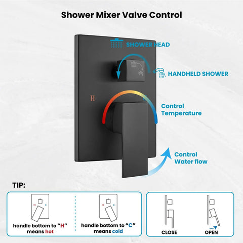 Top Shelf Matte Black Ceiling Mount Shower System With Rock Solid Brass Valve And Slick Handheld Sprayer Game Changing 12 Inch Ultra Thin Rain Head For Upscale Bathroom Makeovers