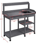 Dimensions of Outdoor Potting Bench Table All In One Garden Workstation With Drawer Adjustable Shelf Removable Sink Hooks Pads