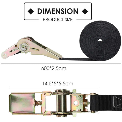 Dimensions of 10 Pack 1 Inch By 20 Foot No Hook Ratchet Straps, Heavy Duty Tie Down Straps For Motorcycle Trailer Kayak, Endless Ratchet