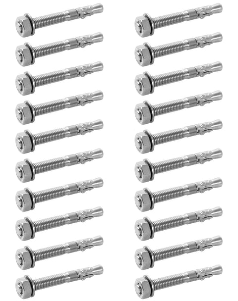 20 Pack Five Sixteenth Inch By Two And Three Quarter Inch 316 Stainless Steel Wedge Anchors For Office Garage Marine Use Durable Corrosion Resistant
